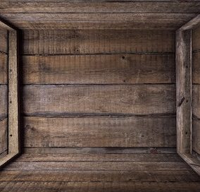 the inside of a wooden crate