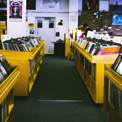 Records for sale at a record store